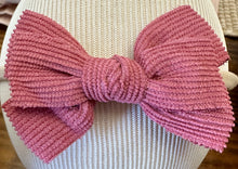 Load image into Gallery viewer, Corduroy Bow Headband - Dusty Rose
