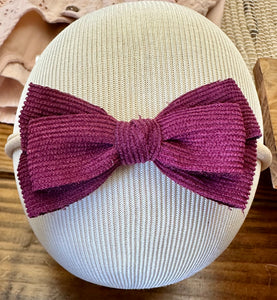 Corduroy Bow Headband - Maroon