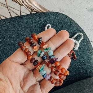 Amber Raw Adult Bracelet - Cognac and Chakra Crystal