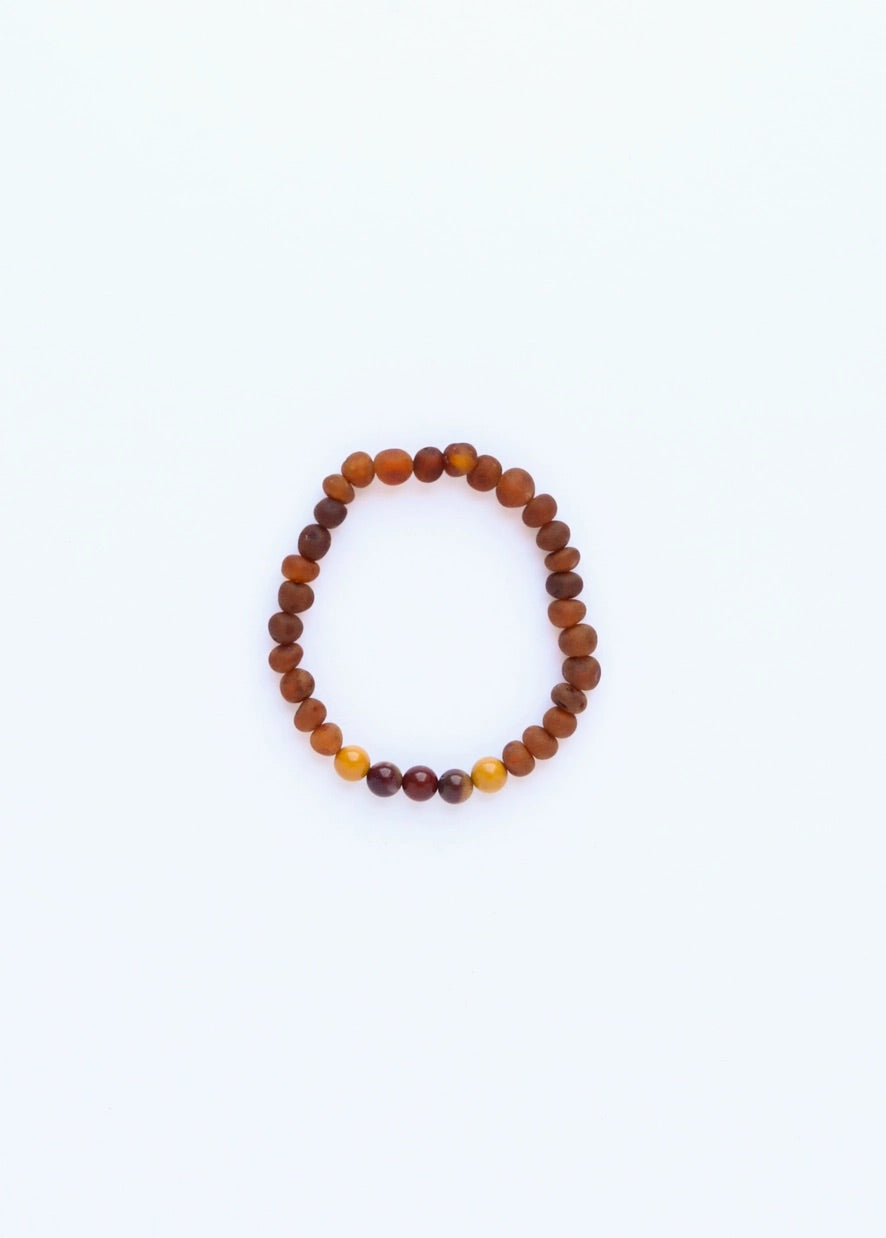 Amber Raw Baby Bracelet - Amber and Mookaite Jasper