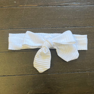 Ribbed Bow Headband - White